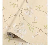 MOTTK Papier peint vintage épais pour décoration d'intérieur, peinture murale décorative florale autocollante en vinyle imperméable pour chambre à coucher, meubles, armoire (jaune 2, 45 x 100 cm)