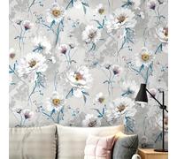 MOTTK Papier peint vintage épais pour décoration d'intérieur, peinture murale décorative florale autocollante, papier peint en vinyle imperméable pour meubles de chambre à coucher, armoires (gris