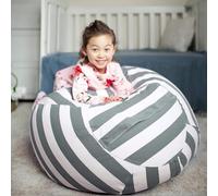 MOTTK Pouf rond de rangement pour animaux en peluche pour enfants, housse de pouf de 35,6 à 96,5 cm sans remplissage, toile de coton de qualité supérieure lavable, organiseur de jouets en peluche