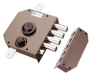 Mottura - Serrure Trois Points Art. 630 avec demi tour, pompe-cylindre ø 30 mm avec longueur externe 50 mm, ouverture intérieure avec che 40 mm, guide de tringle 17 mm, pompe unique extérieure, finition : vernie, sans tringle
