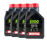 MOTUL 5100 SAE 10W-40 4T Huile de Moto Jaso MA2, Api Sm, Api Sl, 4x1 Litre
