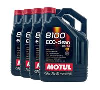MOTUL 8100 Eco-Clean SAE 0W-20 Huile BMW LL-17 Fe MB 229.72, 4x5 Litre