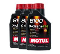MOTUL 8100 X-Clean + Catherine SAE 0W-30 Huile VW 504 00, VW 507 00, 3x1 Litre