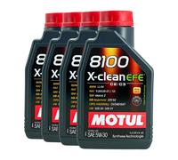 MOTUL 8100 X-Clean EFE SAE 5W-30 Huile Moteur OPEL OV0401547-G30, 4x1 Litre