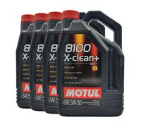 MOTUL 8100 X-Clean+ SAE 5W-30 Huile Moteur PORSCHE C30, VW 504 00, 4x5 Litres