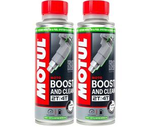 Motul - Booster d'Octane Essence et Nettoyant Circuit Carburant Moto- Moteurs 2T et 4T - Performance - Réduction Consommation - Idéal Avant Contrôle Technique - Boost and Clean Moto - 200 ml