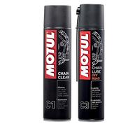 Motul MC Care Spray lubrifiant chaîne (C3) et nettoyeur de chaîne (C1) pour moto de route