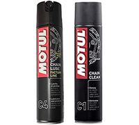 Motul Pack avec spray nettoyant pour chaîne Motul C1 de 400 ml et graisse Motul C4 spécialement pour la route