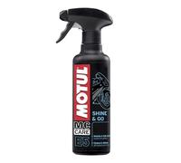 Motul Raviveur et Lustreur de Plastiques Moto E5 Shine & Go 400 ml | Base Silicone - Surfaces Intérieures et Extérieures - Ravive et Protège - Effet Brillant Durable