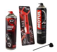 Motul Spray pour Chaîne " Route +" + K2 Nettoyant + Kettenreinigungsbürste