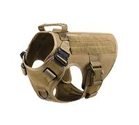 Motusamare Gilet de dressage pour chien de service, de chasse, en nylon Molle, résistant à l'eau, réglable et confortable avec poignée (camouflage) (XL, marron)