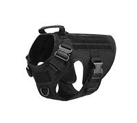 Motusamare Gilet de dressage pour chien de service, de chasse, en nylon Molle, résistant à l'eau, réglable et confortable avec poignée (camouflage) (XL, noir)