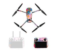 MotuTech Autocollant pour Mavic 3 Pro/Classic Drone et Télécommande Radiocommande pour DJI RC/RC Pro Contrôleur Sticker Decal PVC Bundle (3-Nuages Rose pour DJI RC)