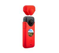 MotuTech étui Silicone + Protège-Objectif pour Insta360 One X2 Caméra Protection Anti-Rayure Anti-poussière Couvercle Lens Cap (Rouge)