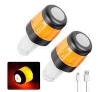 MotuTech LED Lampes de Guidon Indicateurs Clignotants Rechargeable Poignée Embouts Feux Bouchon de Guidon pour Xiaomi MI 3 / Pro 2 / M365 Segway Ninebot Max G30 Scooter Velo Guidon (Noir Orange)