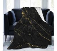Mou Duveteux Jeté de Couverture pour Canapé Lit,100x125cm,Designwork de marbre noir et or