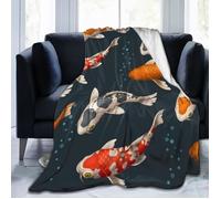 Mou Duveteux Jeté de Couverture pour Canapé Lit,125x150cm,Carpes Koi Chinois Coloré Animal Rouge Aquatique Asiatique Chine Poisson