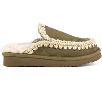 Mou Mou Grey Suede Full Eskimo Sheepskin Lined Stitch Mule Slippers
