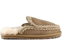 Mou Mou Nude Suede Full Eskimo Sheepskin Lined Stitch Mule Slippers