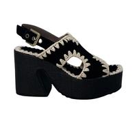 Mou - Plateforme Raffia - Femme - Chaussures - Noir - Taille: 37 EU