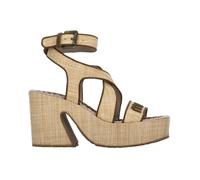 Mou - Sandales Beige en Rafia à Bout Carré - Femme - Chaussures - Beige - Taille: 39 EU