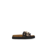 Mou - Sandales Claquettes Monoband Corde Franges - Femme - Chaussures - Noir - Taille: 36 EU