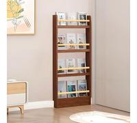 Moubhjd Bibliotheque Enfant, Bibliothèque Verticale Slim, Étagères en Bois à 3/4/5 Niveaux pour Chambre, Salon, Bureau à Domicile, Rangement Derrière la Porte(Color:Marron,Size:70x10x120cm)