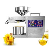 Moubhjd Presse à Huile Électrique 1200W, Professionnelle, Certifié CE, Extracteur d'Huile à Chaud/Froid en Acier Inox 304, pour Usage Intensif - Cacahuètes, Sésame, Colza, Noix