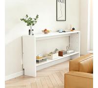 Moubhjd Table Basse, Console Meuble Mince, Console avec Trou De Filetage Réservé Et Meuble sur Pied, Design Inclinable, Table D'Entrée pour Salon, Chambre, Blanc, 150x10x69cm