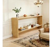 Moubhjd Table Basse, Console Meuble Mince, Console avec Trou De Filetage Réservé Et Meuble sur Pied, Design Inclinable, Table D'Entrée pour Salon, Chambre, Bois Naturel, 150x10x69cm