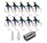 Mouche Artificielle, Appât Souple Hameçon Mouche, Attractant À Double Hameçon 10 Pièces Appâts pour Eau Douce Eau Salée Hommes Camping Aventures Extérieures Père