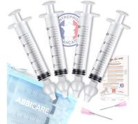Mouche bébé seringue nasale 10ml ABBICARE™ sans BPA-CE | Kit 4 seringues avec embouts silicone + 2 pointes de remplissage et guide conseil | Soin nasal puericulture serum physiologique hygiène du nez