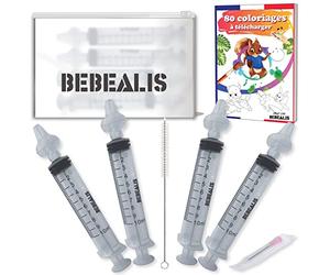 Mouche Bebe | Seringue Nasale Bébé [Normes NF] + Embouts Seringues Silicone + 1 Pointe Pipette Serum Physiologique | Trousse Soin Irrigateur Nez Enfant et Nourrisson (Pack x4 + 80 Coloriages)