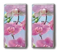Mouchoirs de poche 20 (2 x 10) bright orchid schillernde orchidée/fleurs/motivtaschentücher