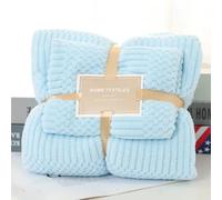 Mouchoirs Élégants Avec Motif De Grille Porte-Bonheur,Ensemble De Serviettes De Bain Douces Et Absorbantes - Type Baby Blue-2pcs Set
