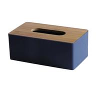 Mouchoirs Papier Boite 1 Porte-Serviettes carré, Distributeur de Papier hygiénique Humide, boîte à mouchoirs en Plastique Moderne avec Couvercle en Bois(Dark Blue)