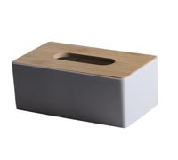 Mouchoirs Papier Boite 1 Porte-Serviettes carré, Distributeur de Papier hygiénique Humide, boîte à mouchoirs en Plastique Moderne avec Couvercle en Bois(Grey)