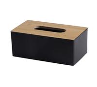 Mouchoirs Papier Boite 1 Porte-Serviettes carré, Distributeur de Papier hygiénique Humide, boîte à mouchoirs en Plastique Moderne avec Couvercle en Bois(Black)