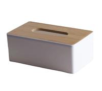 Mouchoirs Papier Boite 1 Porte-Serviettes carré, Distributeur de Papier hygiénique Humide, boîte à mouchoirs en Plastique Moderne avec Couvercle en Bois(White)