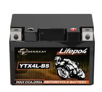 MOUDENSKAY Batterie de moto Powersports 12 V au lithium avec BMS (YTX4L-BS 12,8 V 2 Ah 200 CCA) - Batterie de démarrage LiFePO4 pour motos, ATV, UTV, véhicules nautiques etc.
