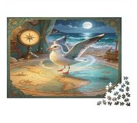 Mouette Aventure Côtière Puzzle 1000 Pièces pour Adultes Papier Jeu de Puzzle 1000 Pièces Nuit Bord de Mer Détente Maison Cadeau 70x50cm/1000pcs