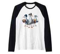 Mouette Capitaine Drôle Oiseaux Volent Frites Et Sandwich Manche Raglan