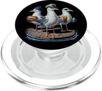 Mouette Capitaine Drôle Oiseaux Volent Frites Et Sandwich PopSockets PopGrip pour MagSafe