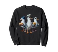 Mouette Capitaine Drôle Oiseaux Volent Frites Et Sandwich Sweatshirt