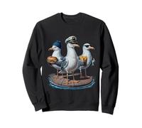 Mouette Capitaine Drôle Oiseaux Volent Frites Et Sandwich Sweatshirt