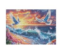 Mouette dans Les Vagues 300 Pieces Casse-tête Amateur d'art en Carton Haute Qualité Seabird Ocean Sunset Très Difficile Niveau Expert Décoration Murale Cadeau Noël Qualité Premium 300 PCS