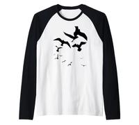 Mouette Oiseau Troupeau trésor Silhouette Noire Manche Raglan