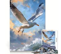 Mouette planant au-Dessus des Vagues de l'océan Puzzle de 1000 pièces pour Adolescents Puzzle Facile à Assembler et à découper pour Noël (38x26cm)