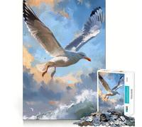 Mouette planant au-Dessus des Vagues de l'océan Puzzle de 1000 pièces pour Adolescents Puzzle Facile à Assembler et à découper pour Noël (38x26cm)