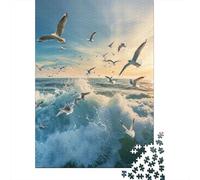 Mouette Puzzle 1000 Pièces Jouet en Bois Jeu D'Intelligence Décoration Intérieure Océan Challenge Toy Adultes & Enfants des 14 Ans 1000pcs (75x50cm)